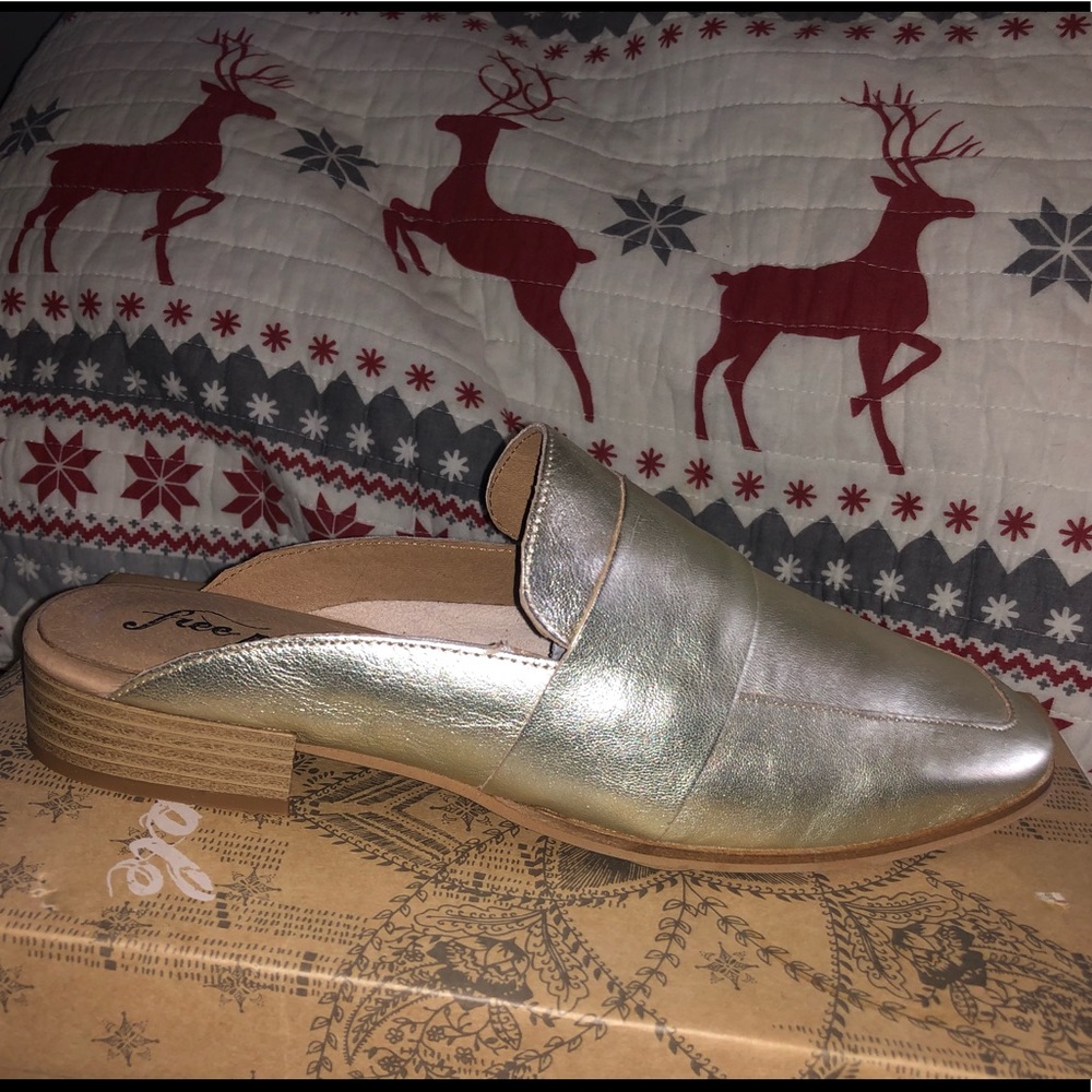 Free People gold loafer